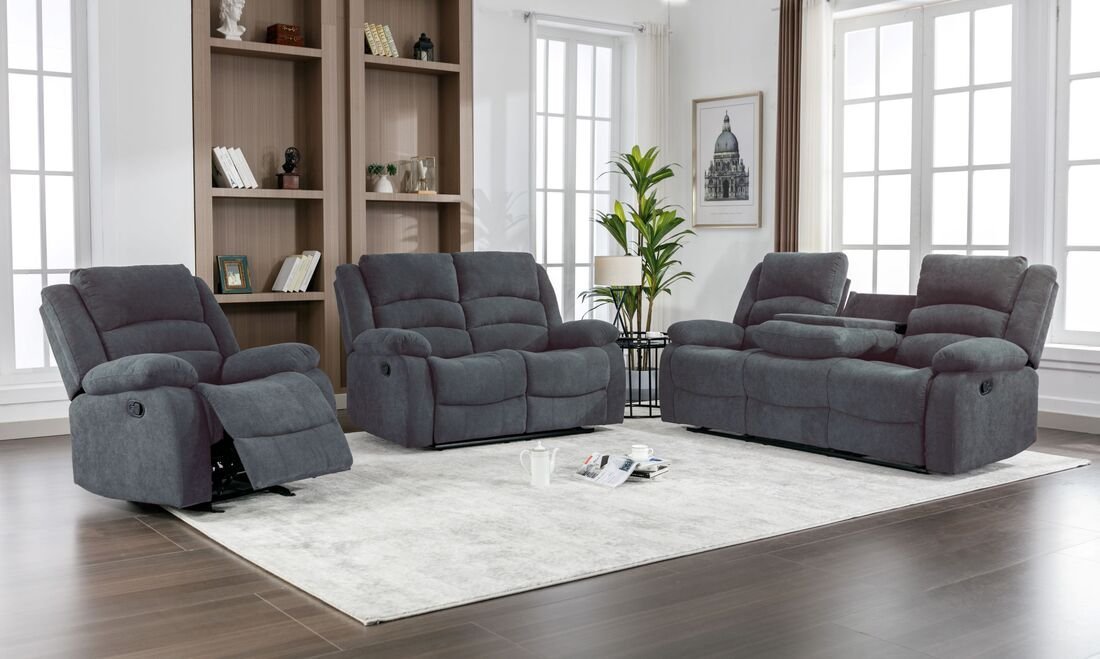 Dynamo2-CHARCOAL 3PC Reclining Set (1 SET LEFT)